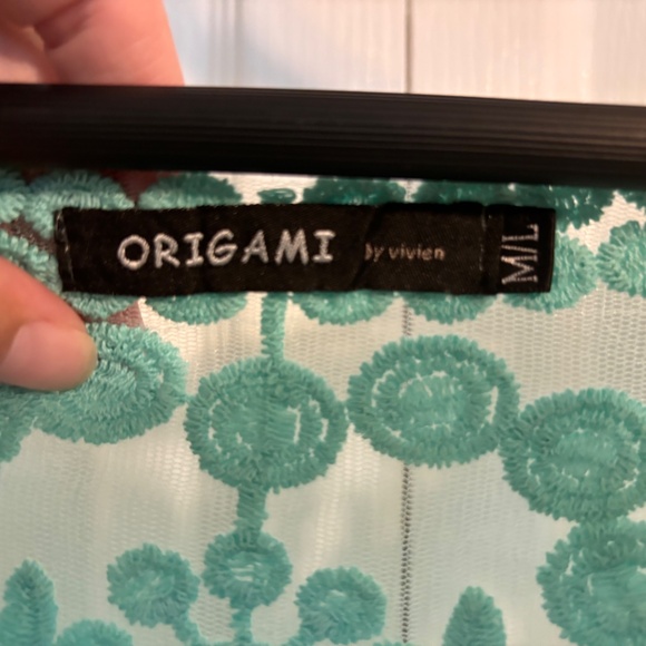 Blue Lace Sheer Long Sleeve Blouse - Picture 2 of 4